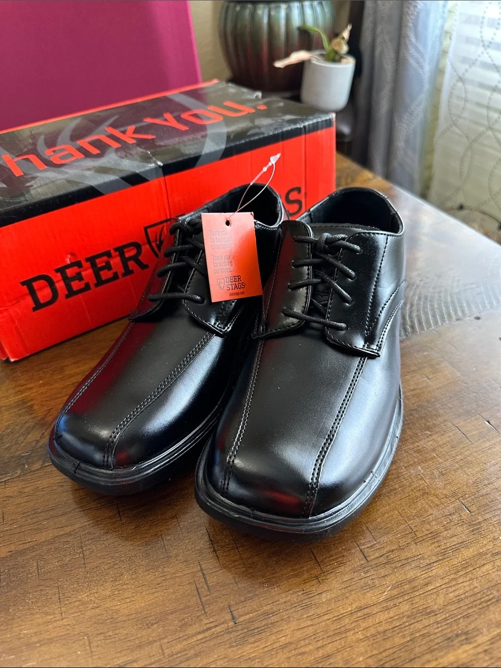 Deer Stags Boys Black Dress Lace-Up Shoes